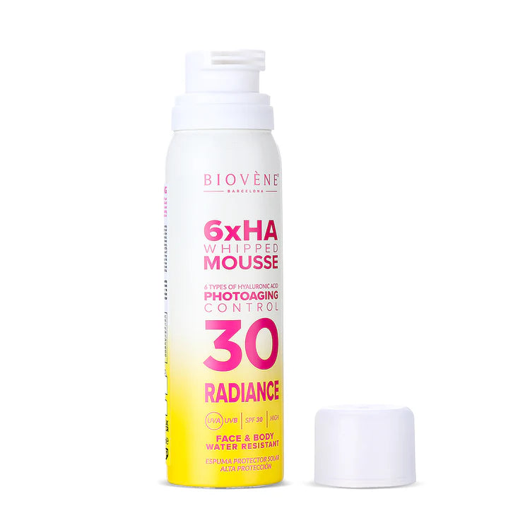 Lot de 6 Pièces - Mousse Solaire SPF30 Radiance 6xHA Visage & Corps 100 ml - Biovene Barcelona