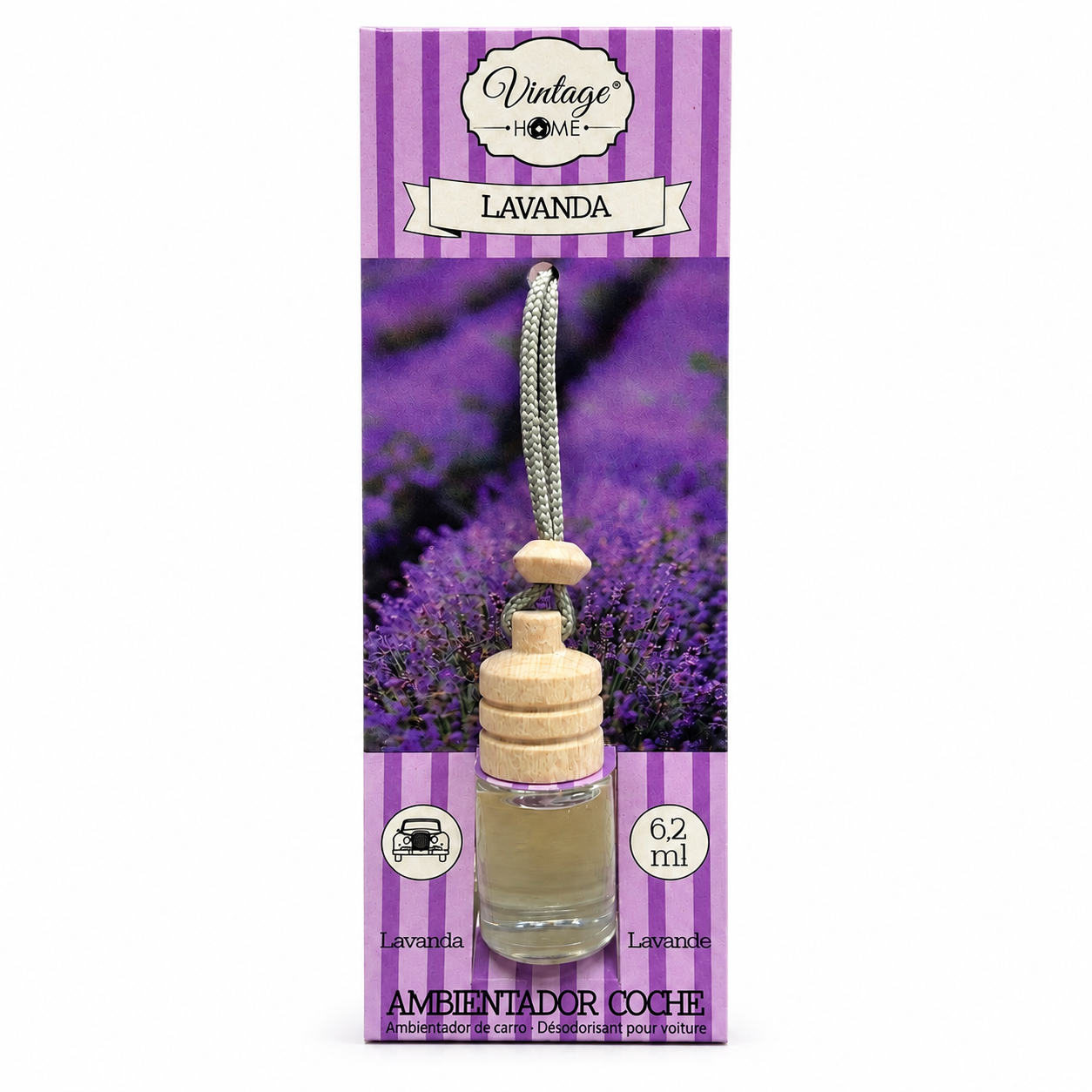 Lot de 12 Pièces - Désodorisant Voiture Lavande 6,2 ml - Vintage Home