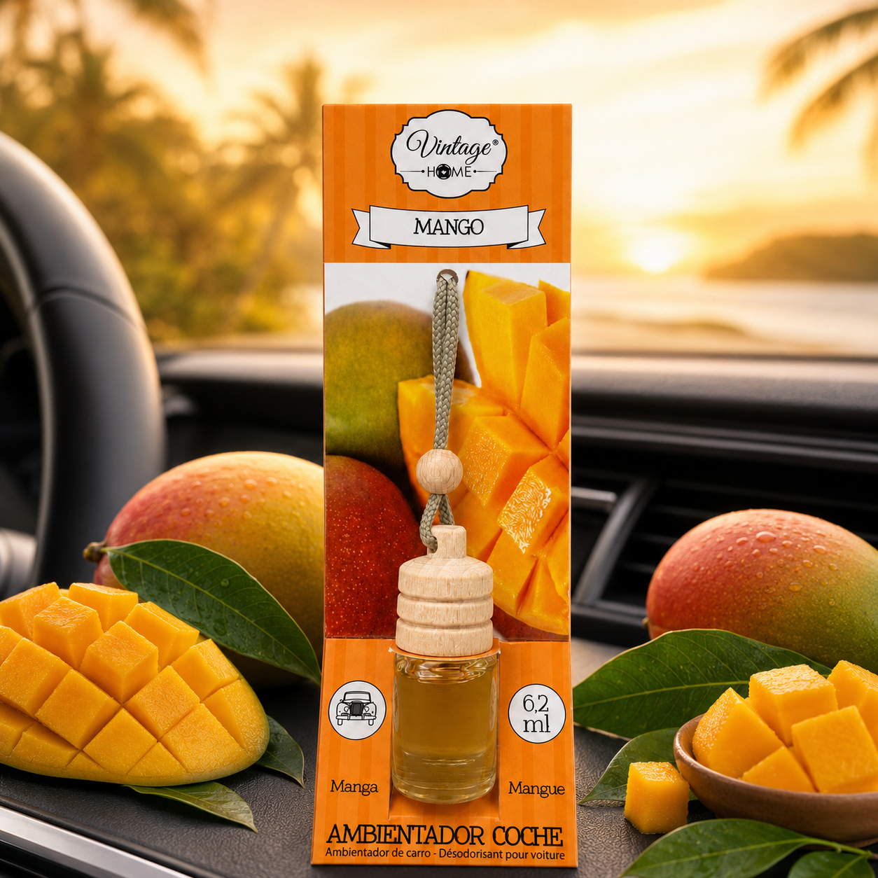 Lot de 12 Pièces - Désodorisant Voiture Mangue 6,2 ml - Vintage Home
