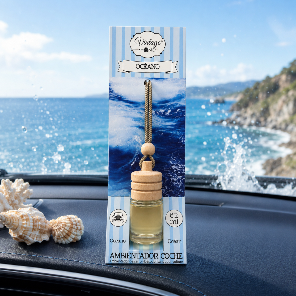 Lot de 12 Pièces - Désodorisant Voiture Océan 6,2 ml - Vintage Home
