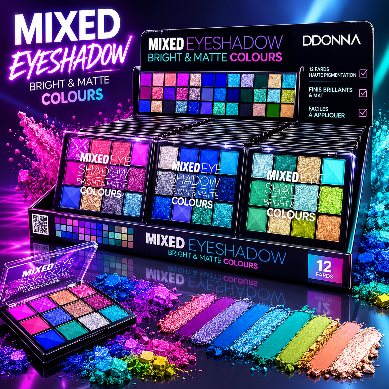 Set of 24 Pieces - Bright & Matte Eyeshadow Colors - 11131B - D'Donna