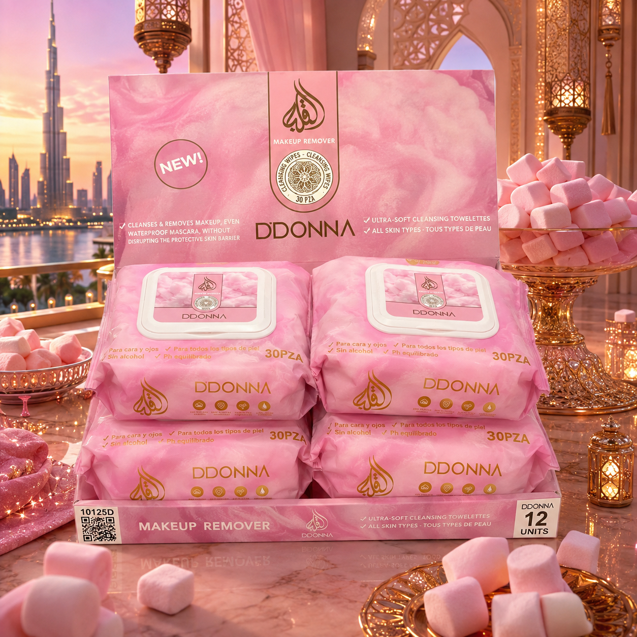 Lot de 12 Pièces- Lingette Démaquillante & Hydratante Marshmallow - D'donna