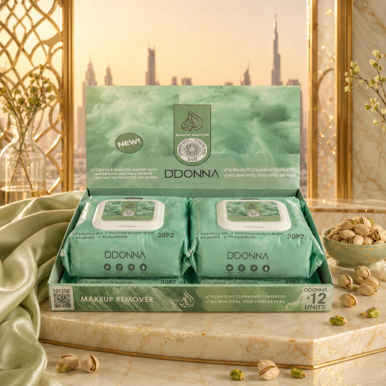 Lot de 12 Pièces- Lingette Démaquillante & Hydratante Pistachio - D'donna
