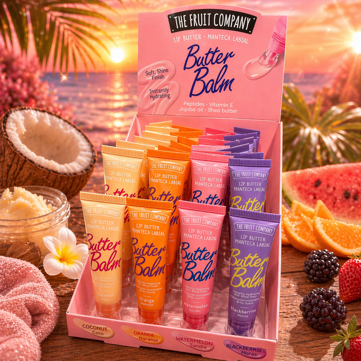 Lot de 12 Pièces - Beurre Lèvres Nutritif et Réparateur Parfumé - The Fruit Company