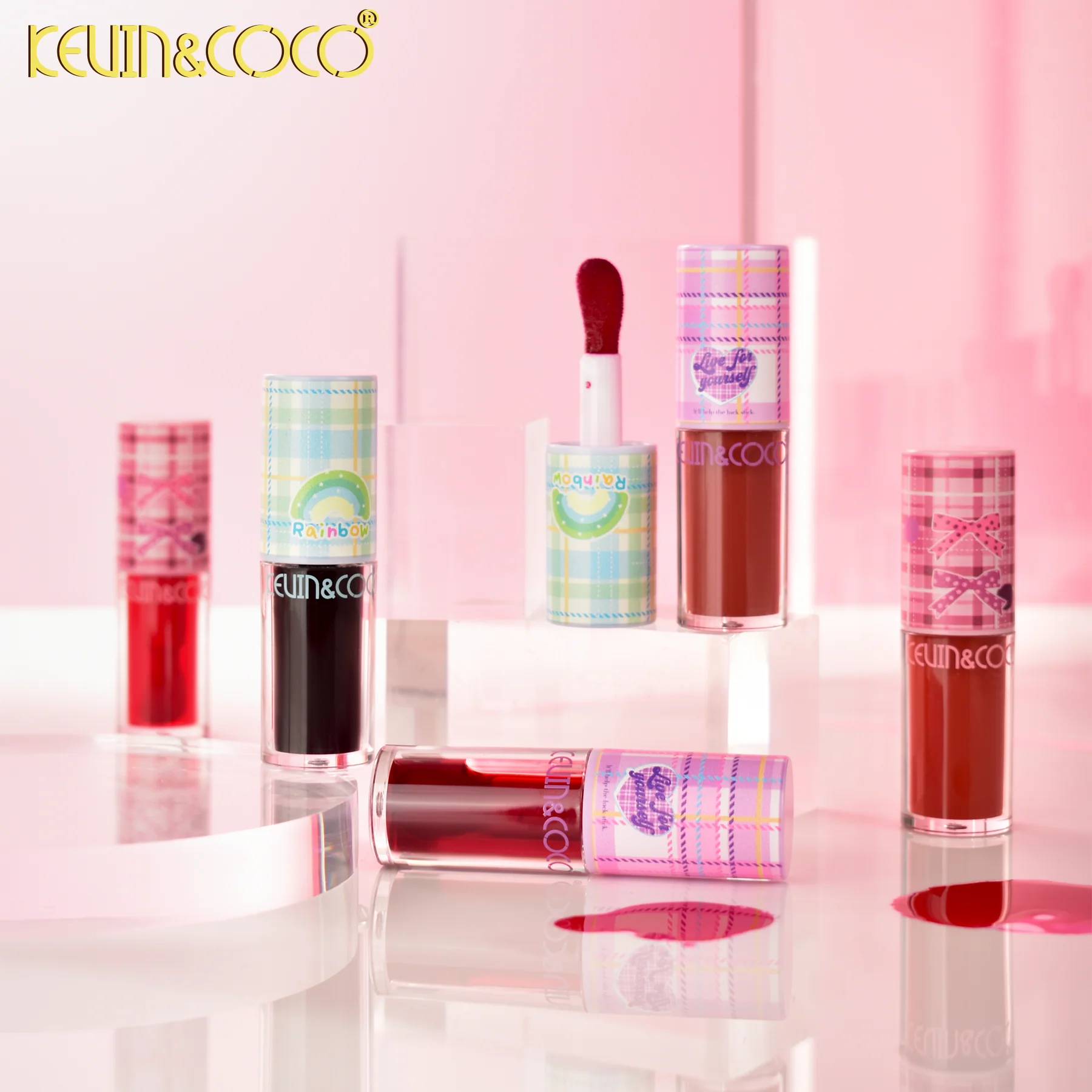 Lot de 12 Pièces - Lip Gloss Plaid Coffee 3 Couleurs - Kevin & Coco