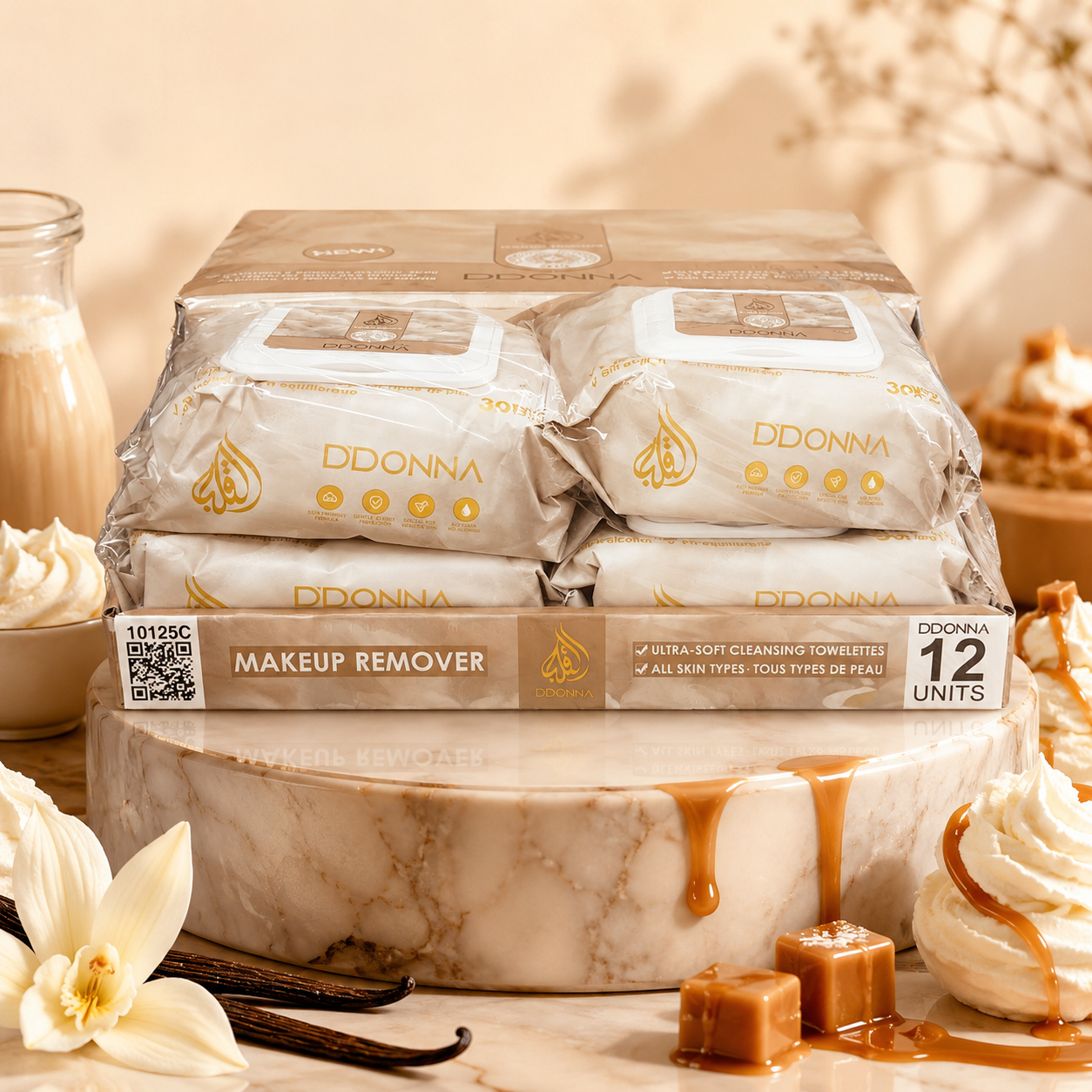Lot de 12 Pièces- Lingette Démaquillante & Hydratante Gourmand - D'donna
