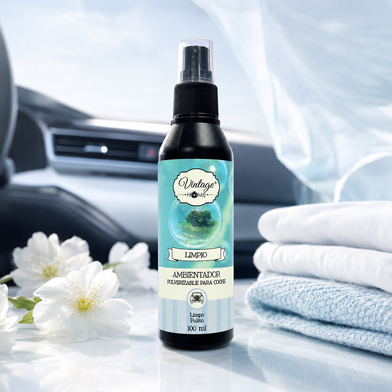 Lot de 12 Pièces - Spray Désodorisant Voiture Linge Frais 100ML - Vintage Home