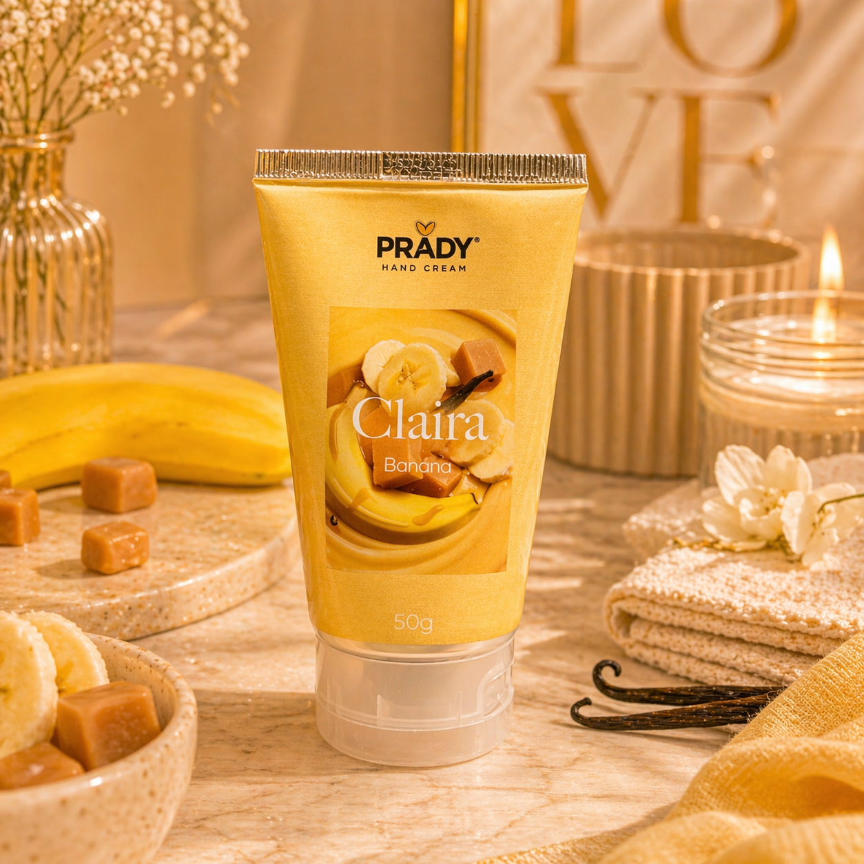 Lot de 12 Pièces - Crème Main Hydratante & Parfumée Claira Banana 50G - Prady