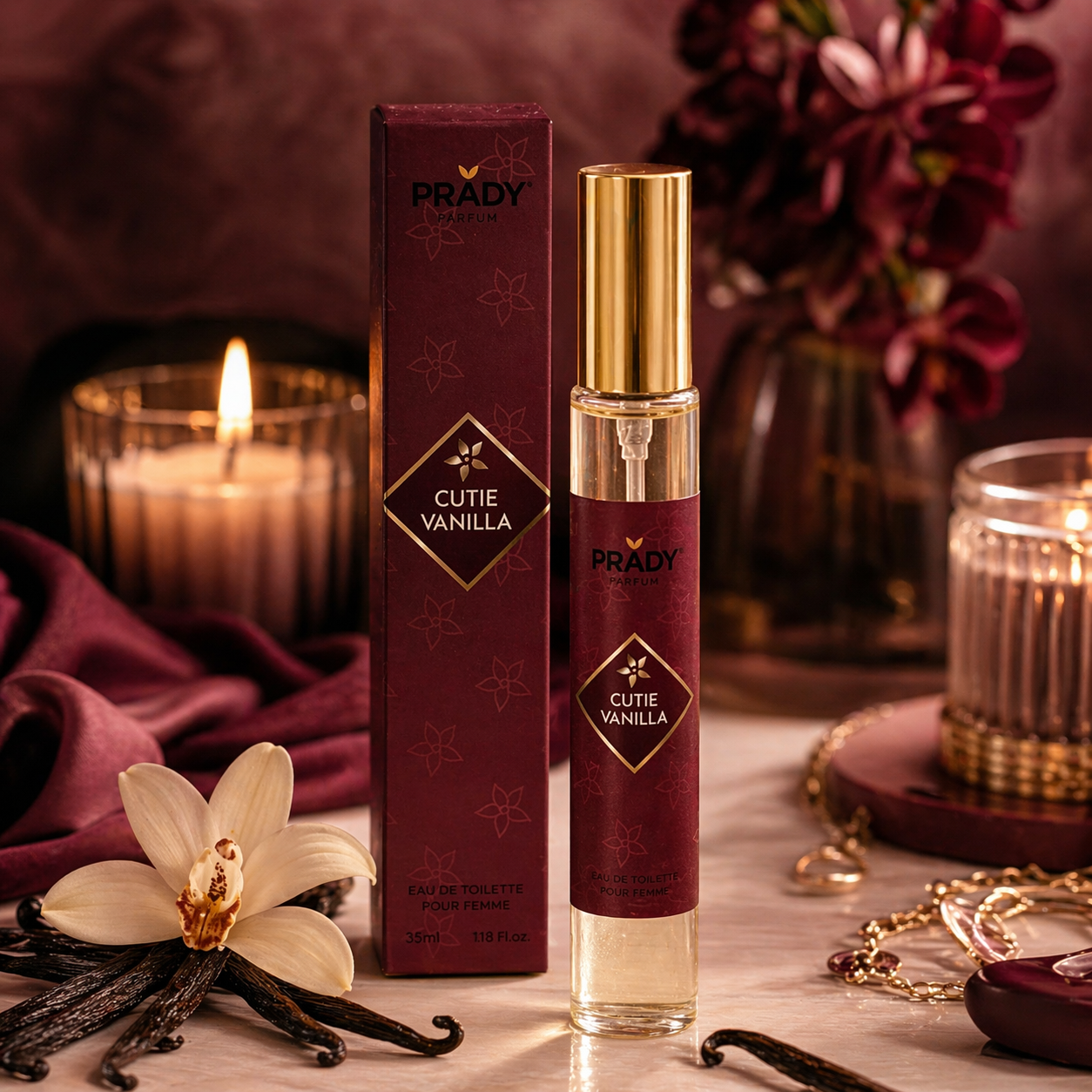 Lot de 6 Pièces - Eau De Toilette Cutie Vanille 33ML - Prady
