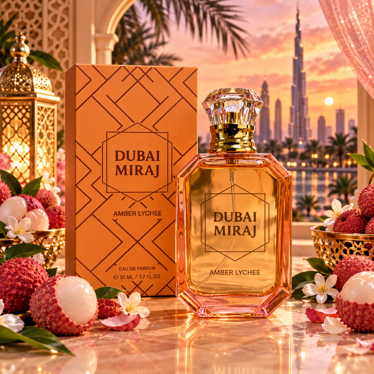 Lot de 6 Pièces - Eau de Parfum 50ML Amber Lychee - Dubai Miraj