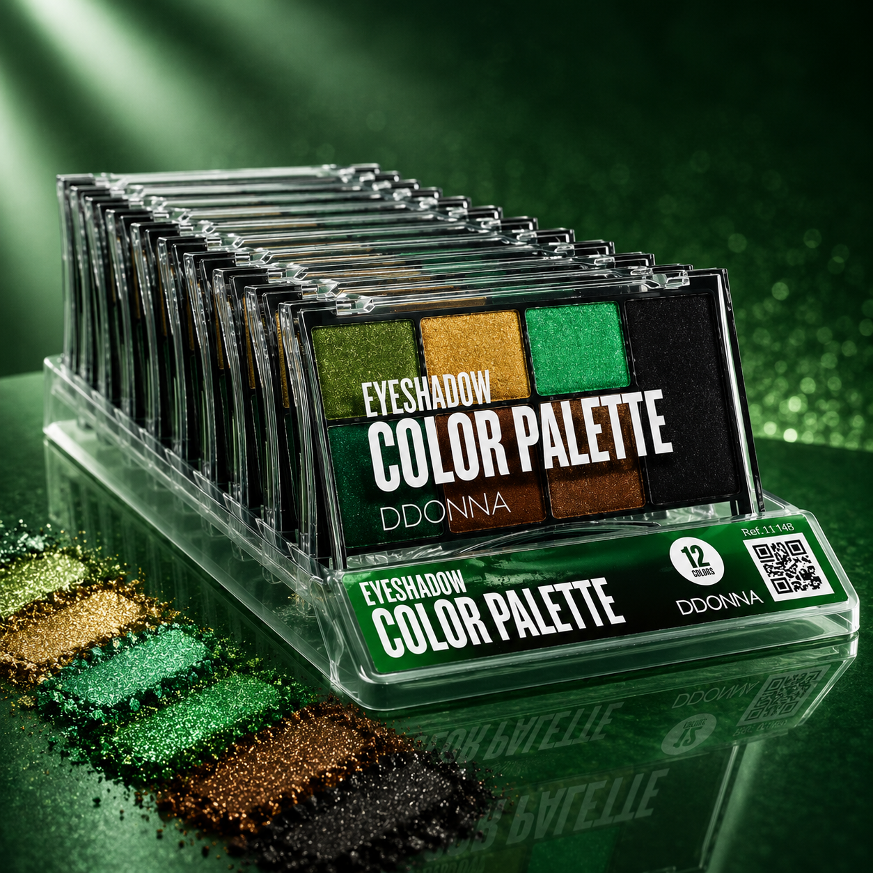 Set of 12 - Green Color Eyeshadows - 11149 - D'Donna