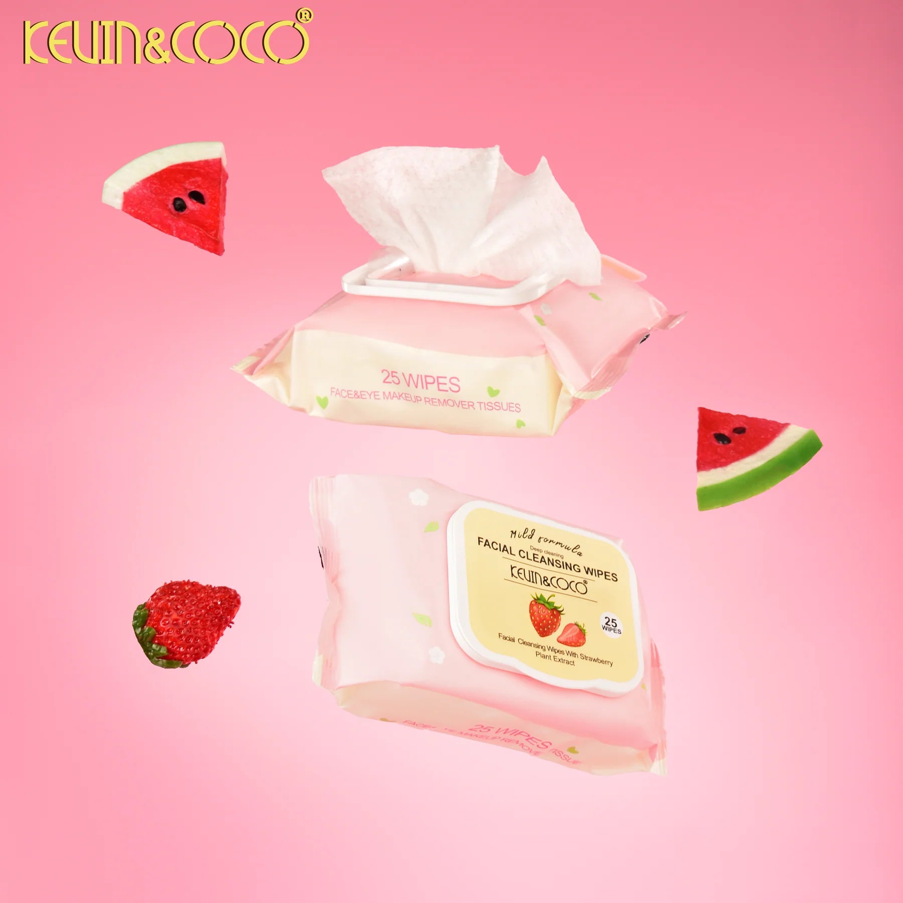 Lot de 12 - Lingettes nettoyantes Parfum Pastèque - Kevin & Coco