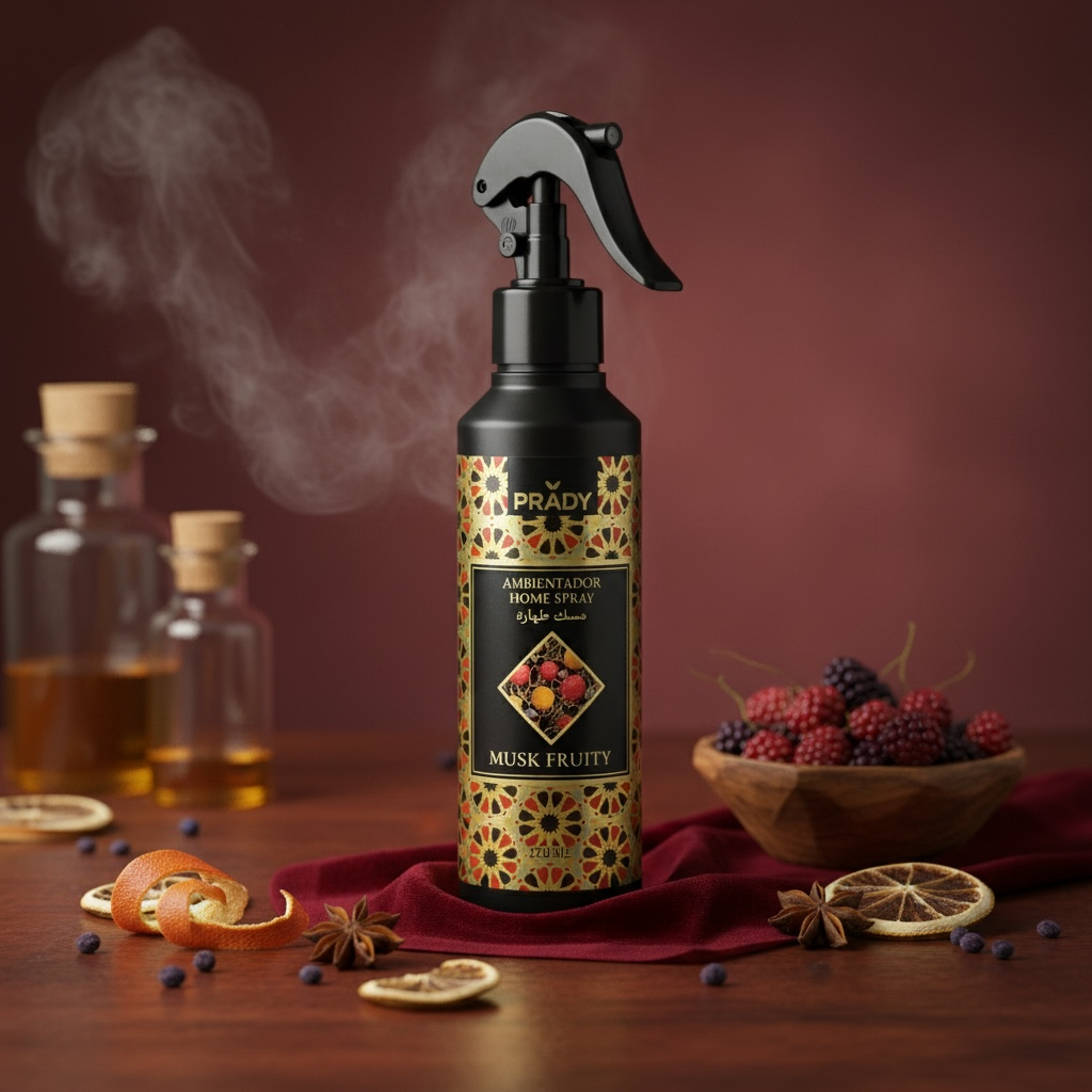 Lot de 6 (1,80€ La pièce) - Spray tissu & Voiture Musk Fruity  220Ml- Prady